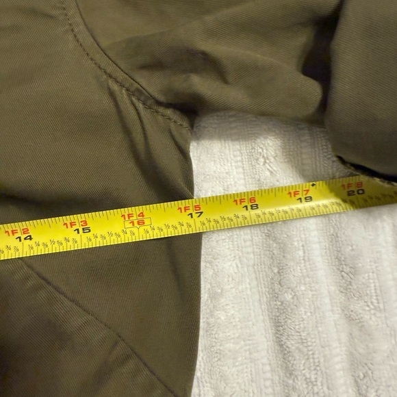 Talbots petites Olive Belted Ruffle Front Military Shirt Dress Size 4P - Picture 9 of 10